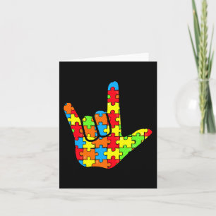 ASL Love Sign Language Autism Gift Awareness Suppo Card