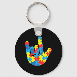ASL Love Sign Language Autism Gift Awareness Suppo Key Ring