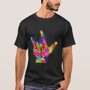 Asl Love Sign Language Autism Gift Awareness Suppo T-Shirt