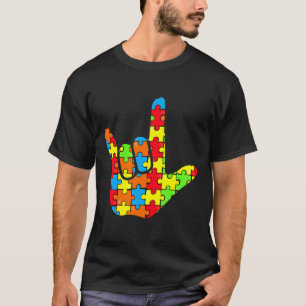 Asl Love Sign Language Autism Gift Awareness Suppo T-Shirt