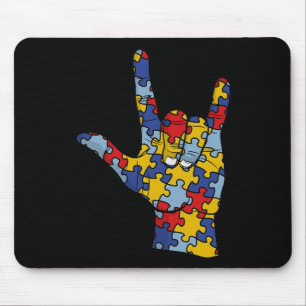 ASL Love Sign Language Hand Autism Awareness Suppo Mouse Pad