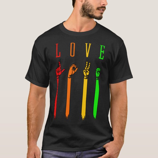 ASL love Sign Language Hand Talking Teachers Inter T-Shirt (Front)
