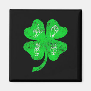 ASL Love Sign Language St Patrick's Day Deaf Aware Magnet