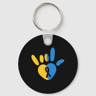 ASL Love Sign Non-verbal Down Syndrome Awareness H Key Ring