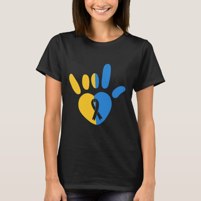 ASL Love Sign Non-verbal Down Syndrome Awareness H T-Shirt (Front)