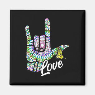 ASL Love You Hand Sign Language Butterfly Deaf Awa Magnet