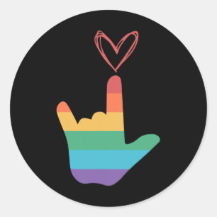 Asl Rainbow Love Symbol Deaf  Classic Round Sticker