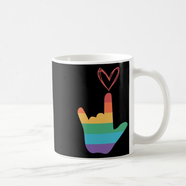 Asl Rainbow Love Symbol Deaf  Coffee Mug (Right)
