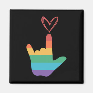ASL Rainbow Love Symbol Deaf  Magnet