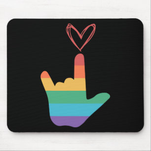 ASL Rainbow Love Symbol Deaf Mouse Pad