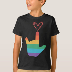 Asl Rainbow Love Symbol Deaf T-Shirt
