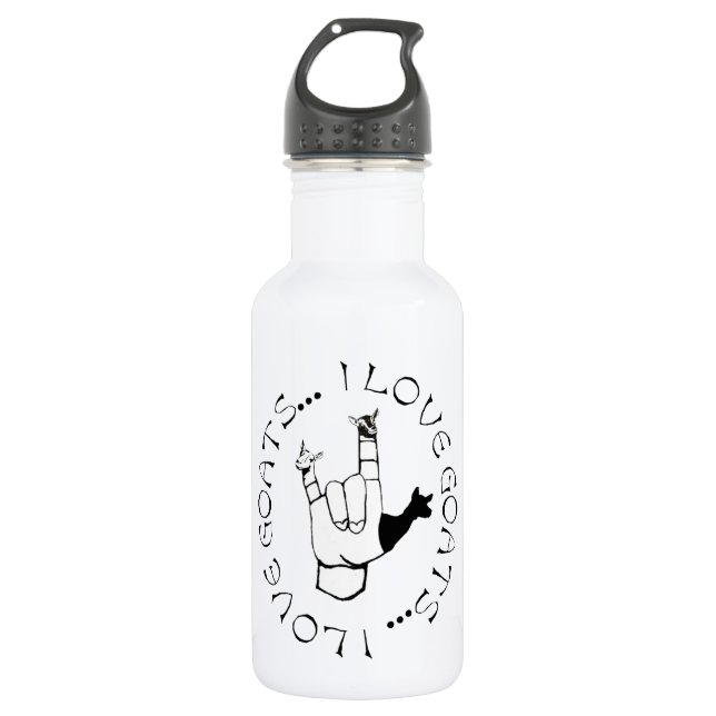 ASL SIGN I LOVE GOATS! 532 ML WATER BOTTLE (Front)