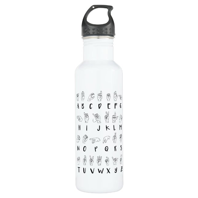 ASL Sign Language Alphabet Learner Gift 710 Ml Water Bottle (Front)