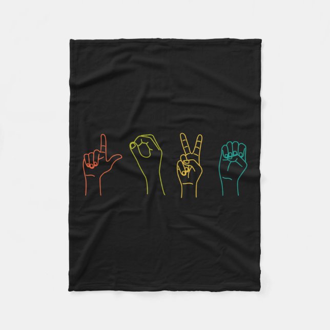 Asl Sign Language Alphabet Valentines Day Gift Ide Fleece Blanket (Front)