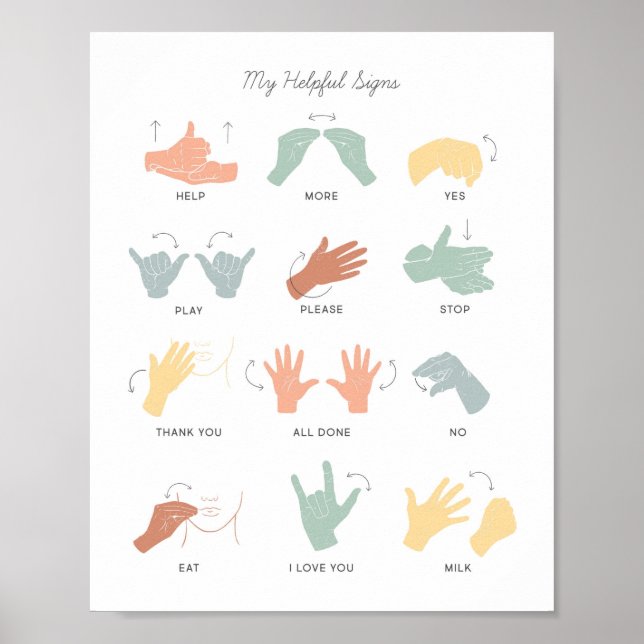 ASL Sign Language Chart for Kids Print  (Front)