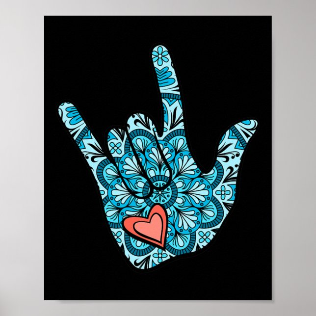 Asl Sign Language I Love You Gesture Heart Deaf Aw (Front)