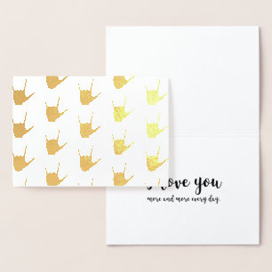 ASL Sign Language I Love You Gold Foil Kraft Card
