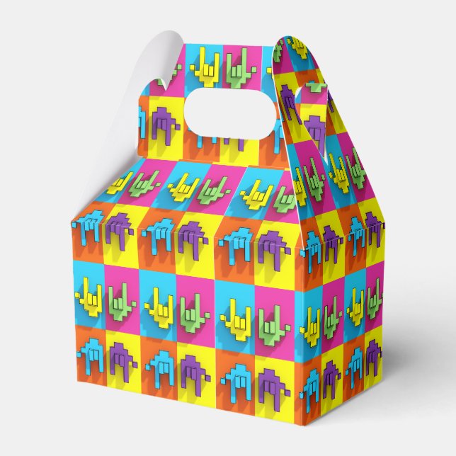 ASL Sign Language Pixel Love Pop Favour Box (Front Side)