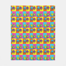 ASL Sign Language Pixel Love Pop Fleece Blanket