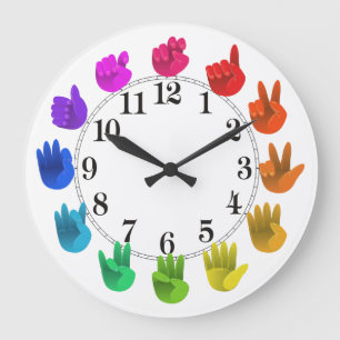 ASL Sign language rainbow colour wheel light Large Clock