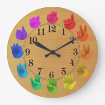 ASL Sign language rainbow colour wheel wood