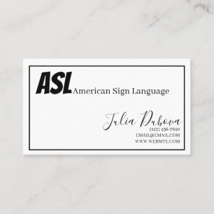 ASL, Sign Language, Translator, Business Card