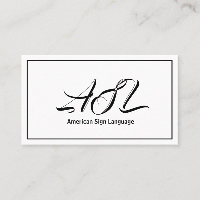 ASL, Sign Language,  Translator, Business Card (Front)