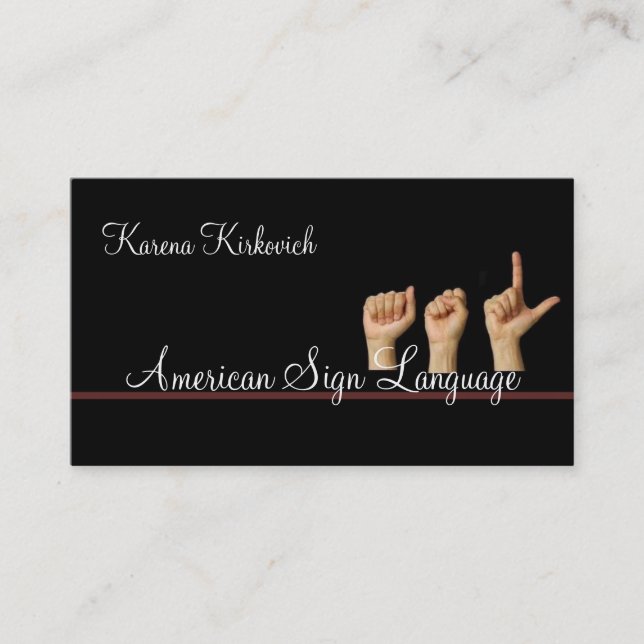 ASL, Sign Language,  Translator, Business Card (Front)