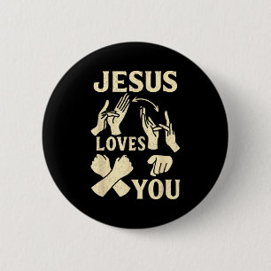 Asl Teacher American Sign Language Christian Jesus 6 Cm Round Badge