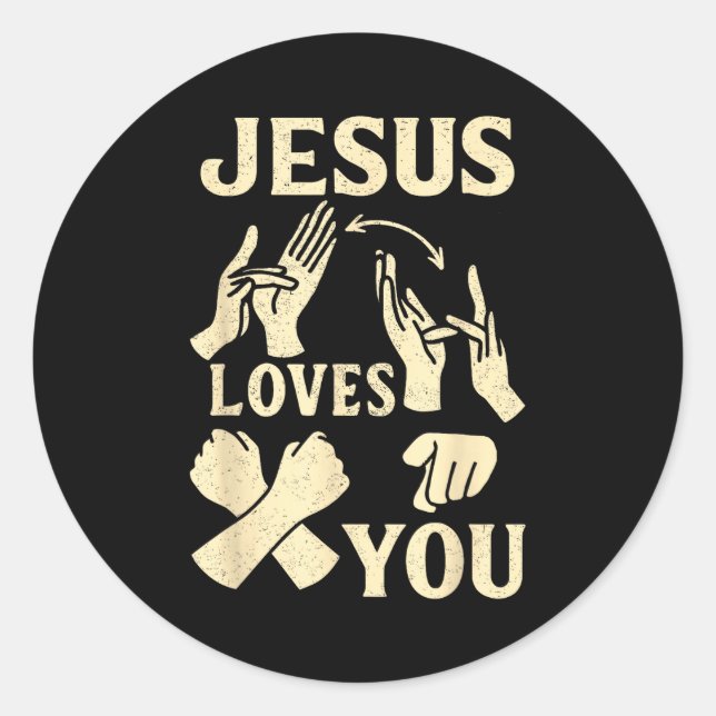 Asl Teacher American Sign Language Christian Jesus Classic Round Sticker (Front)
