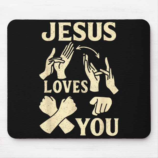 Asl Teacher American Sign Language Christian Jesus Mouse Pad (Front)