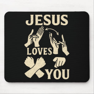 Asl Teacher American Sign Language Christian Jesus Mouse Pad