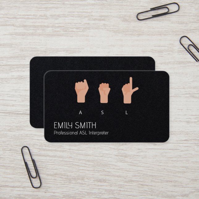 ASL Translator Interpreter Business Card (Front/Back In Situ)