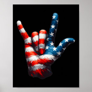 Asl Usa Flag Love Sign For Independence And Vetera
