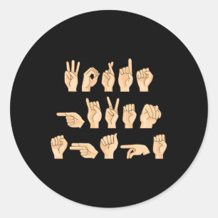 ASL Words given shape American Sign Language 1 Classic Round Sticker