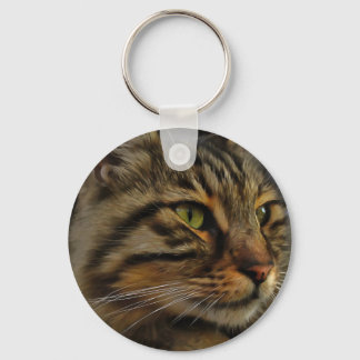 Aslan The Long Haired Tabby Cat Key Ring