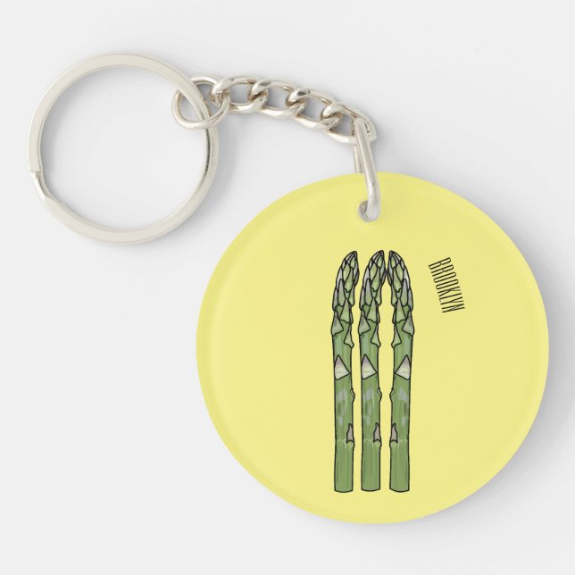 Asparagus cartoon illustration  key ring (Front)