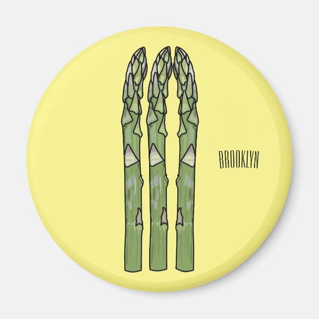 Asparagus cartoon illustration  magnet (Front)