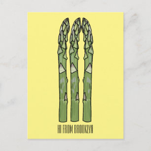 Asparagus cartoon illustration  postcard