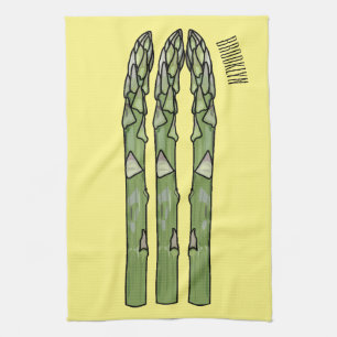 Asparagus cartoon illustration  tea towel