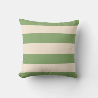 Asparagus Green and Antique White Stripes Cushion