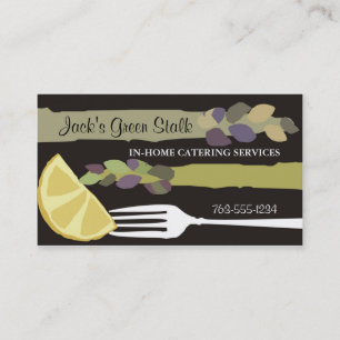 Asparagus lemon fork chef catering business cards