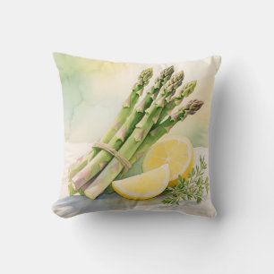 Asparagus Lemon Watercolor Cushion
