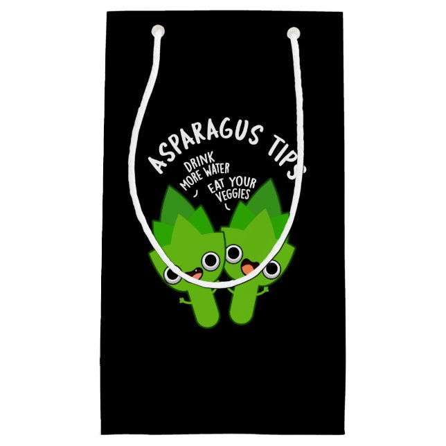 Asparagus Tips Funny Veggie Pun Dark BG Small Gift Bag (Front)