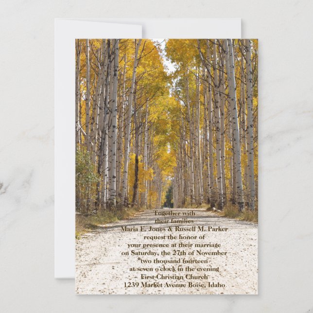 Aspen Alley In Autumn Wedding Invitation (Front)