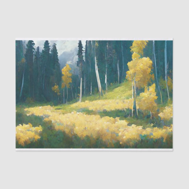 Aspen Autumn Forest Mountain Painting Tissue Paper (Front)
