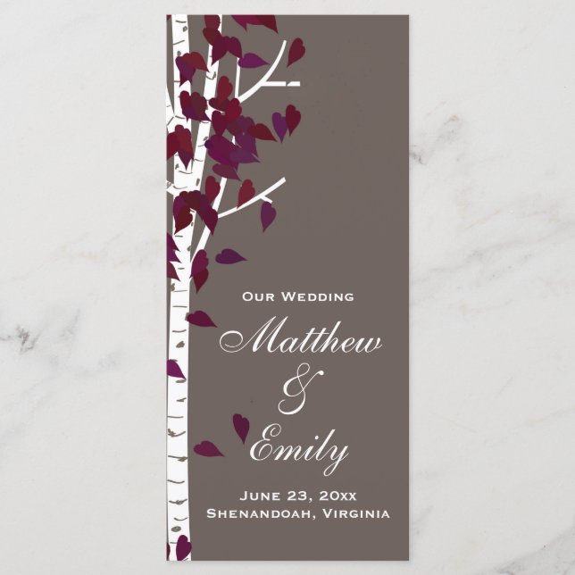 Aspen Birch Trees Wedding Program Programme (Front)