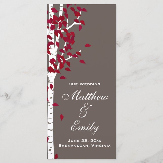 Aspen Birch Trees Wedding Program Programme (Front)