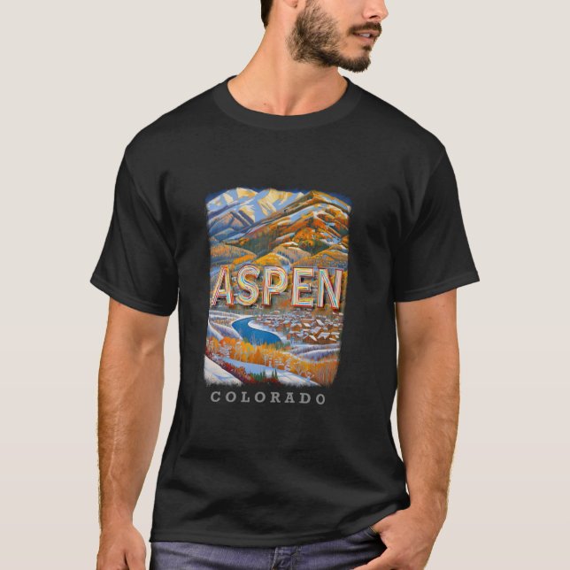 Aspen Colorado CO Mountain Majesty SD771 T Shirt (Front)