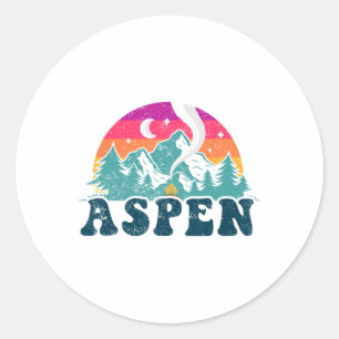 Aspen Colorado Co Mountain Skiing Vintage 80s Aspe Classic Round Sticker